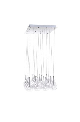 Mostrar detalles para 10W Larmes 16-Light Pendant PC Clear Glass 12V G4 Xenon (OA HT 11"-75") Imagen de 10W Larmes 16-Light Pendant PC Clear Glass 12V G4 Xenon (OA HT 11"-75")