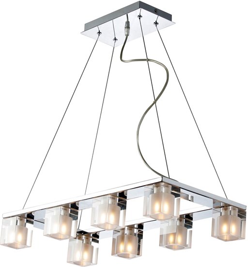 Foto para 40W Blocs 8-Light Pendant PC Clear/Frosted Glass G9 Frost Xenon 23.5"x11.5"x3.5" (OA HT 24"-120")