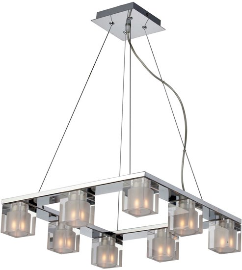 Foto para 40W Blocs 8-Light Pendant PC Clear/Frosted Glass G9 Frost Xenon 16.5"x16.5"x3.5" (OA HT 24"-120")