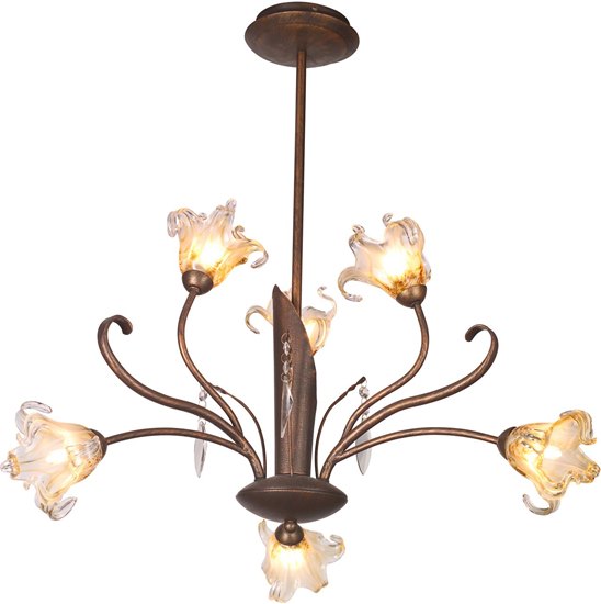 Picture of 40W Bloom 6-Light Chandelier ANB Amber Murano Glass G9 Frost Xenon (OA HT 46.5")