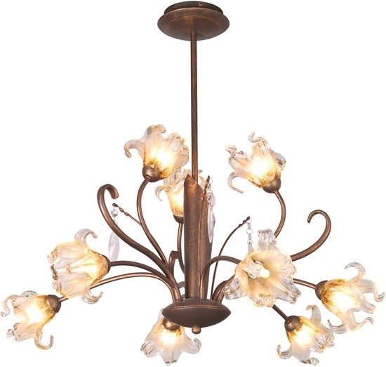 Foto para 40W Bloom 9-Light Chandelier ANB Amber Murano Glass G9 Frost Xenon 