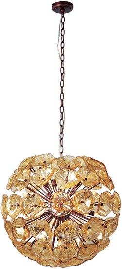 Foto para 40W Cassini 20-Light Pendant BZ Amber Murano Glass G9 Xenon (OA HT 36"-130")36" Chain