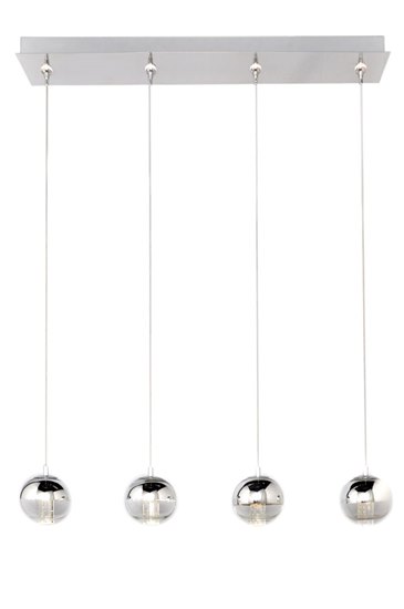 Foto para 3W Zing 4-Light RapidJack Pendant and Canopy PC Mirror Chrome LED 4.5"x34.75" (OA HT 134")