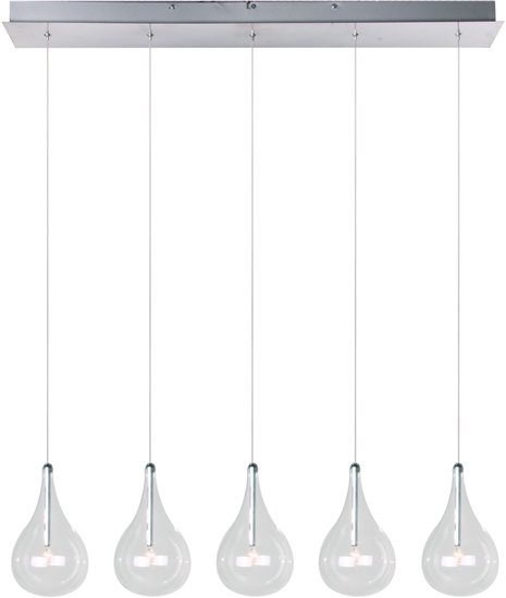 Foto para 20W Larmes 5-Light Pendant PC Clear Glass 12V G4 Xenon (OA HT 18"-66")