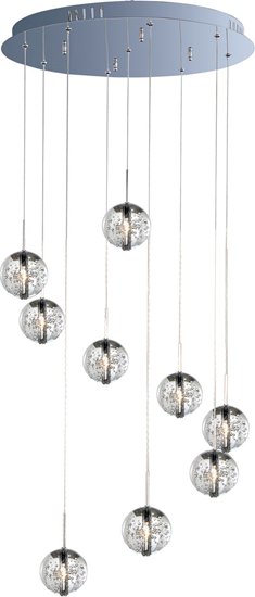 Foto para 20W Orb 9-Light Pendant PC Bubble Glass 12V G4 Xenon (OA HT 18"-128") (CAN 19.7"x19.7"x1.6")