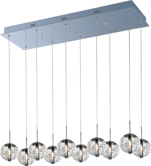 Foto para 20W Orb 10-Light Pendant PC Bubble Glass 12V G4 Xenon (OA HT 18"-128") (CAN 31.5"x9.5"x1.6")