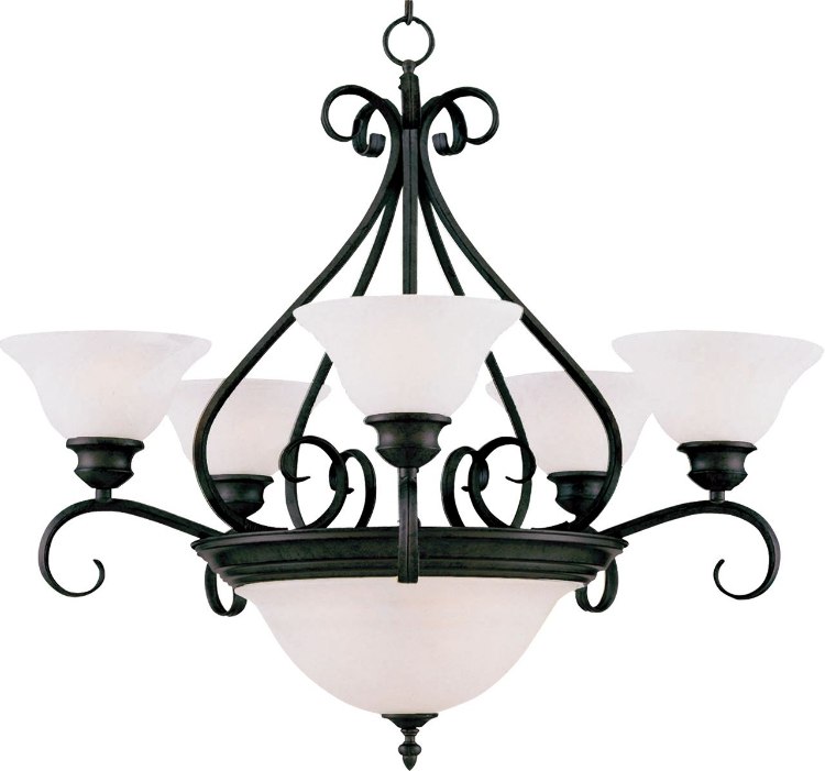 Picture of 100+60W Pacific 7-Light Chandelier KB Marble Glass MB Incandescent 72" Chain