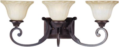 Mostrar detalles para 100W Allentown 3-Light Bath Vanity OI Wilshire Glass MB Incandescent  Imagen de 100W Allentown 3-Light Bath Vanity OI Wilshire Glass MB Incandescent