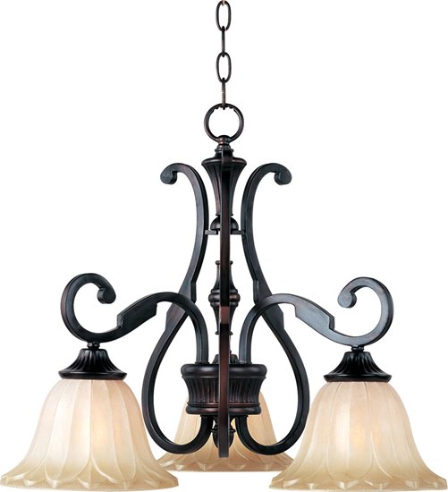 Picture of 100W Allentown 3-Light Chandelier OI Wilshire Glass MB Incandescent 36" Chain