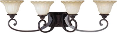 Mostrar detalles para 100W Allentown 4-Light Bath Vanity OI Wilshire Glass MB Incandescent  Imagen de 100W Allentown 4-Light Bath Vanity OI Wilshire Glass MB Incandescent