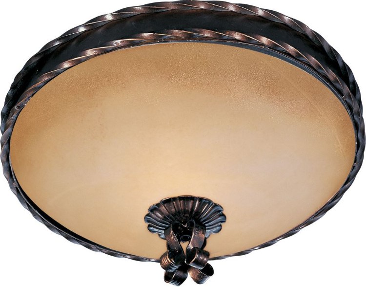 Foto para 100W Aspen 3-Light Flush Mount OI Vintage Amber Glass MB Incandescent 