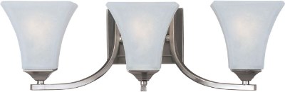 Mostrar detalles para 100W Aurora 3-Light Bath Vanity SN Frosted Glass MB Incandescent  Imagen de 100W Aurora 3-Light Bath Vanity SN Frosted Glass MB Incandescent