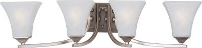 Mostrar detalles para 100W Aurora 4-Light Bath Vanity SN Frosted Glass MB Incandescent  Imagen de 100W Aurora 4-Light Bath Vanity SN Frosted Glass MB Incandescent
