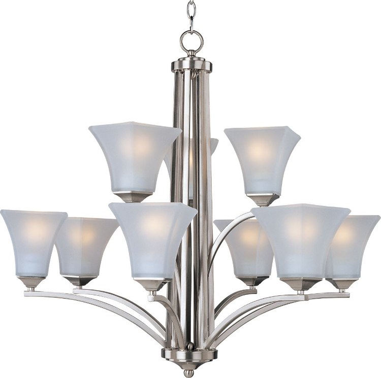 Foto para 100W Aurora 9-Light Chandelier SN Frosted Glass MB Incandescent 72" Chain