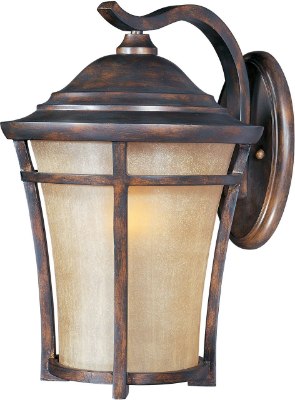 Mostrar detalles para 100W Balboa VX 1-Light Outdoor Wall Lantern CO Golden Frost Glass MB Incandescent 12"x17.5"  Imagen de 100W Balboa VX 1-Light Outdoor Wall Lantern CO Golden Frost Glass MB Incandescent 12"x17.5"