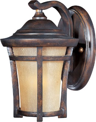 Mostrar detalles para 100W Balboa VX 1-Light Outdoor Wall Lantern CO Golden Frost Glass MB Incandescent 6.5"x9.5"  Imagen de 100W Balboa VX 1-Light Outdoor Wall Lantern CO Golden Frost Glass MB Incandescent 6.5"x9.5"