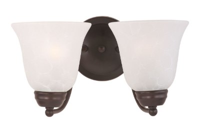 Mostrar detalles para 100W Basix 2-Light Bath Vanity OI Ice Glass MB Incandescent  Imagen de 100W Basix 2-Light Bath Vanity OI Ice Glass MB Incandescent