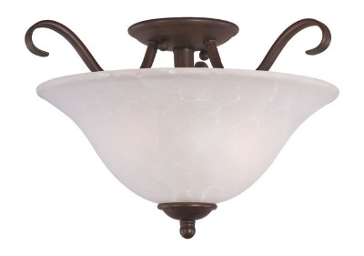 Mostrar detalles para 100W Basix 2-Light Semi-Flush Mount OI Ice Glass MB Incandescent  Imagen de 100W Basix 2-Light Semi-Flush Mount OI Ice Glass MB Incandescent