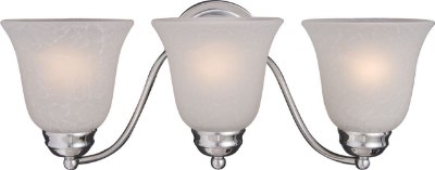 Mostrar detalles para 100W Basix 3-Light Bath Vanity PC Ice Glass MB Incandescent  Imagen de 100W Basix 3-Light Bath Vanity PC Ice Glass MB Incandescent