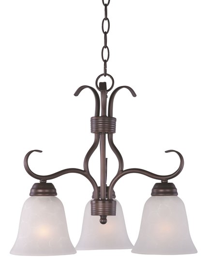 Foto para 100W Basix 3-Light Chandelier OI Ice Glass MB Incandescent 19"x17" 36" Chain