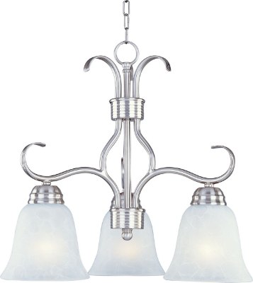 Mostrar detalles para 100W Basix 3-Light Chandelier SN Ice Glass MB Incandescent 19"x17" 36" Chain Imagen de 100W Basix 3-Light Chandelier SN Ice Glass MB Incandescent 19"x17" 36" Chain