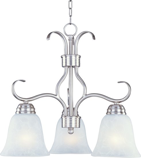 Picture of 100W Basix 3-Light Chandelier SN Ice Glass MB Incandescent 19"x17" 36" Chain