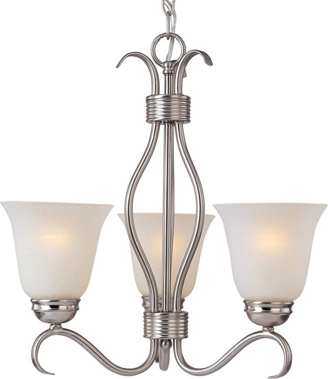 Picture of 100W Basix 3-Light Chandelier SN Ice Glass MB Incandescent 19"x18.5" 36" Chain
