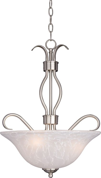 Foto para 100W Basix 3-Light Invert Bowl Pendant SN Ice Glass MB Incandescent 36" Chain