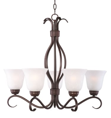 Mostrar detalles para 100W Basix 5-Light Chandelier OI Ice Glass MB Incandescent 36" Chain Imagen de 100W Basix 5-Light Chandelier OI Ice Glass MB Incandescent 36" Chain