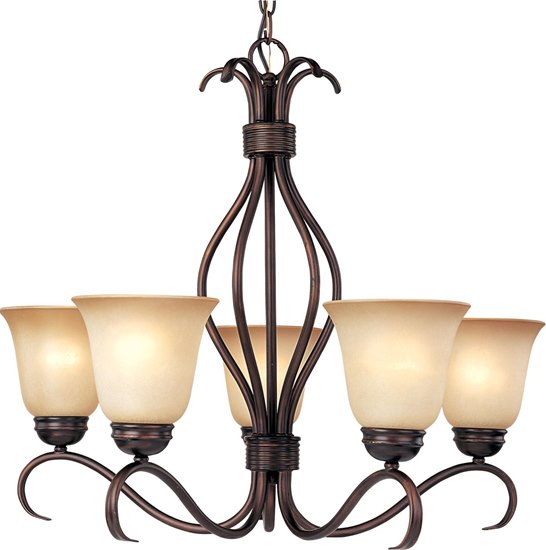 Picture of 100W Basix 5-Light Chandelier OI Wilshire Glass MB Incandescent 26"x22.5" 36" Chain