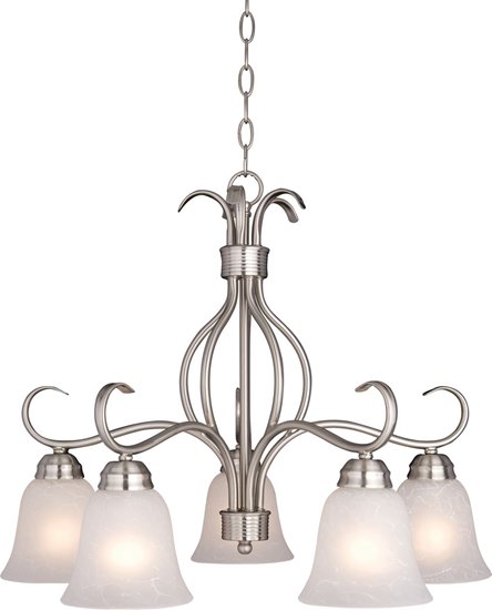 Foto para 100W Basix 5-Light Chandelier SN Ice Glass MB Incandescent 25"x21" 36" Chain