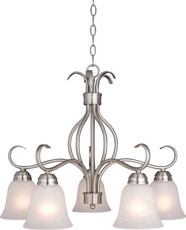 Foto para 100W Basix 5-Light Chandelier SN Ice Glass MB Incandescent 25"x21" 36" Chain