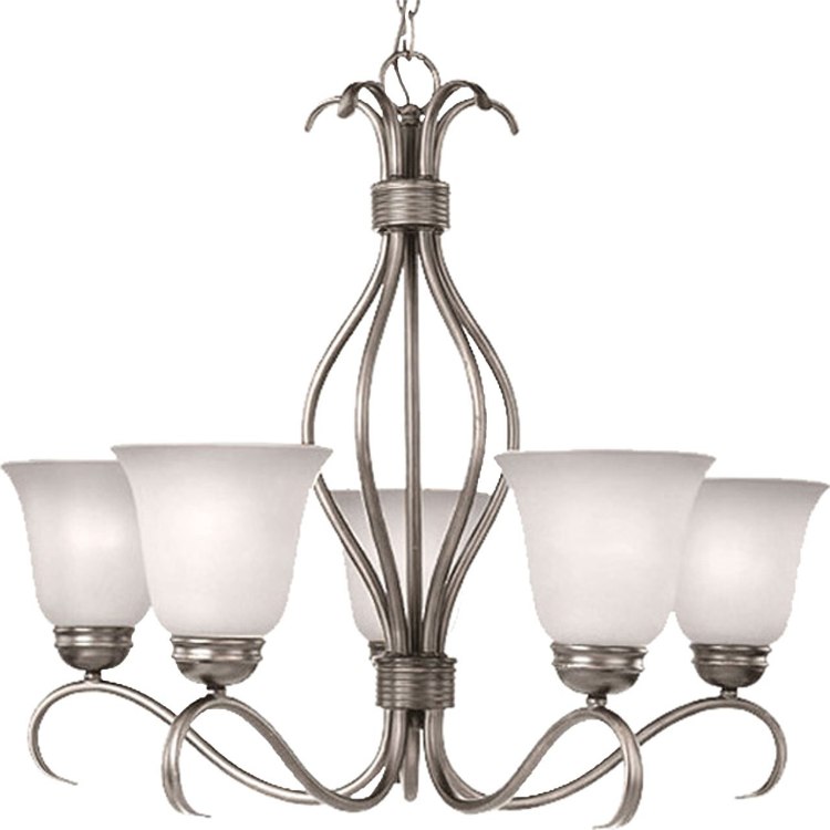 Foto para 100W Basix 5-Light Chandelier SN Ice Glass MB Incandescent 26"x22.5" 36" Chain