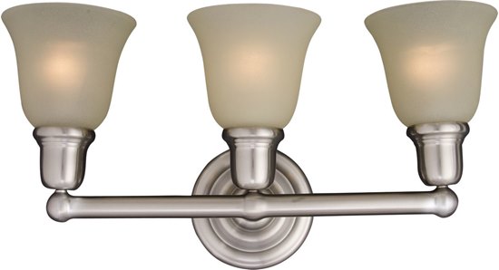 Picture of 100W Bel Air 3-Light Bath Vanity SN Soft Vanilla Glass MB Incandescent 