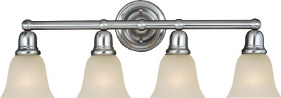 Mostrar detalles para 100W Bel Air 4-Light Bath Vanity SN Soft Vanilla Glass MB Incandescent  Imagen de 100W Bel Air 4-Light Bath Vanity SN Soft Vanilla Glass MB Incandescent