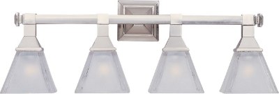 Mostrar detalles para 100W Brentwood 4-Light Bath Vanity SN Frosted Glass MB Incandescent  Imagen de 100W Brentwood 4-Light Bath Vanity SN Frosted Glass MB Incandescent