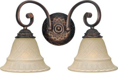 Mostrar detalles para 100W Brighton 2-Light Bath Vanity OI Embossed Vanilla Glass MB Incandescent  Imagen de 100W Brighton 2-Light Bath Vanity OI Embossed Vanilla Glass MB Incandescent