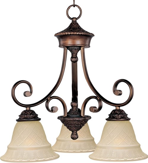 Picture of 100W Brighton 3-Light Chandelier OI Embossed Vanilla Glass MB Incandescent 36" Chain