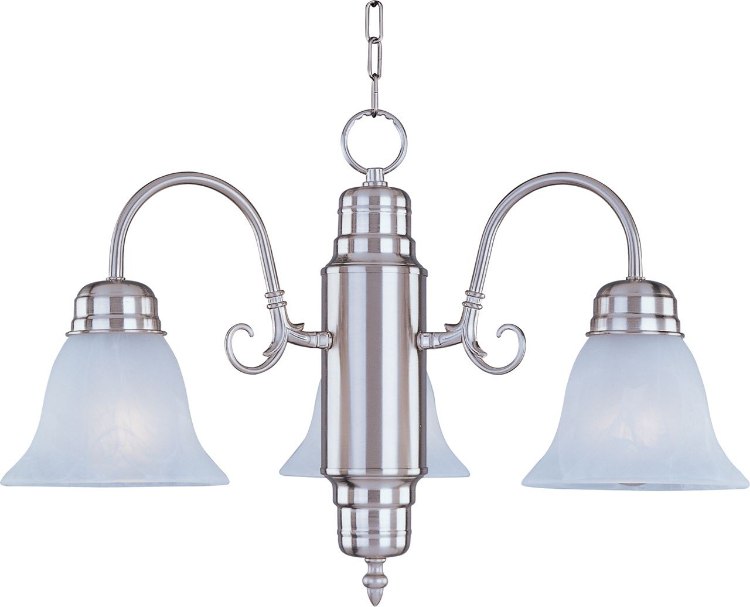 Picture of 100W Builder Basics 3-Light Chandelier SN Marble Glass MB Incandescent 36" Chain