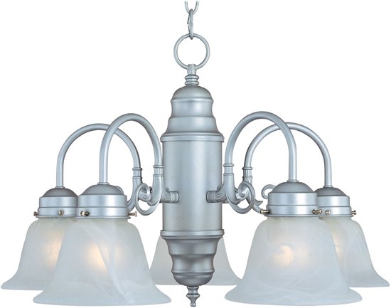 Picture of 100W Builder Basics 5-Light Chandelier SN Marble Glass MB Incandescent 36" Chain