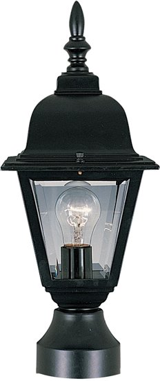 Picture of 100W Builder Cast 1-Light Outdoor Pole/Post Lantern BK Clear Glass MB Incandescent 6"x16" 6-Min