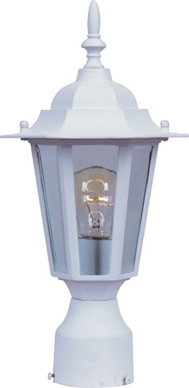 Picture of 100W Builder Cast 1-Light Outdoor Pole/Post Lantern WT Clear Glass MB Incandescent 6-Min