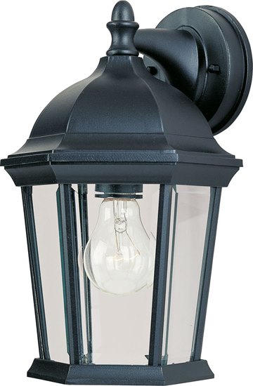 Picture of 100W Builder Cast 1-Light Outdoor Wall Lantern BK Clear Glass MB Incandescent 8"x12" 6-Min