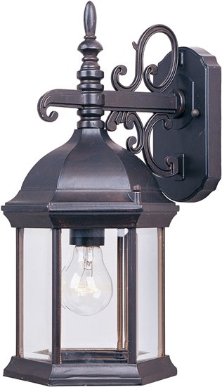 Foto para 100W Builder Cast 1-Light Outdoor Wall Mount EB Clear Glass MB Incandescent 8"x16" 4-Min