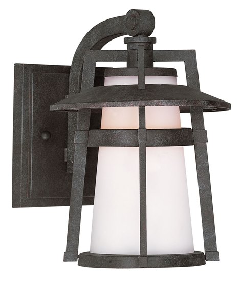 Picture of 100W Calistoga 1-Light Outdoor Wall Lantern AE Satin White Glass MB Incandescent 7"x10" 