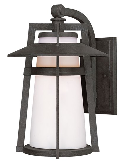 Picture of 100W Calistoga 1-Light Outdoor Wall Lantern AE Satin White Glass MB Incandescent 9"x12.5" 