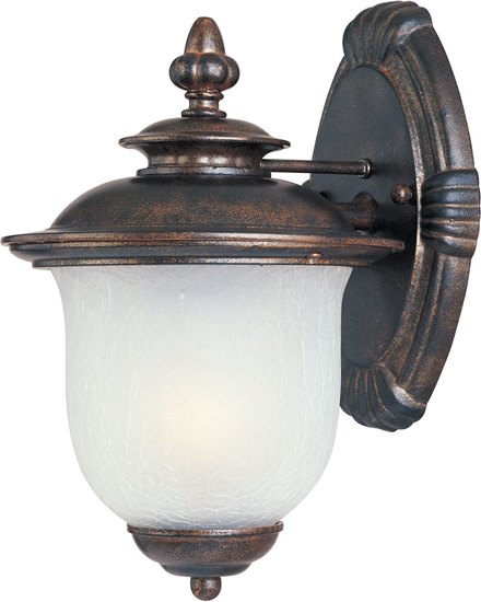 Picture of 100W Cambria Cast 1-Light Outdoor Wall Lantern CH Frost Crackle Glass MB Incandescent 