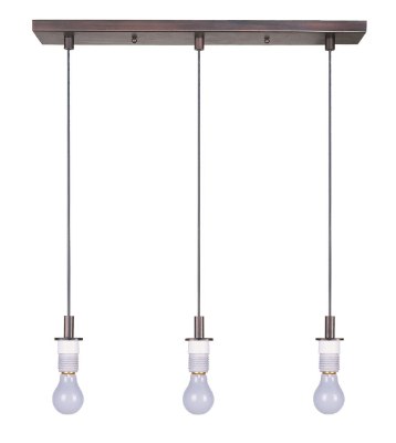Mostrar detalles para 100W Carte 3-Light Pendant BZ MB Incandescent 24.5" (OA HT 24"-60") 6-Min Imagen de 100W Carte 3-Light Pendant BZ MB Incandescent 24.5" (OA HT 24"-60") 6-Min
