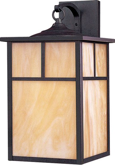 Picture of 100W Coldwater 1-Light Outdoor Wall Lantern BU Honey Glass MB Incandescent 9"x16" 
