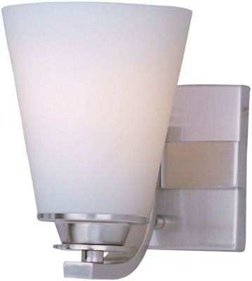 Mostrar detalles para 100W Conical 1-Light Bath Vanity SN Satin White Glass MB Incandescent  Imagen de 100W Conical 1-Light Bath Vanity SN Satin White Glass MB Incandescent